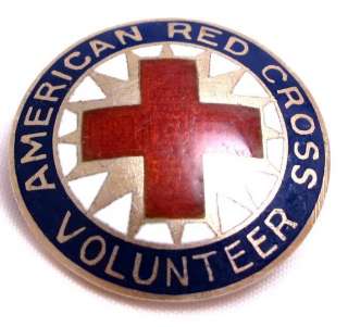 VINTAGE U.S American Red Cross Volunteer ( ARC ) Silver INSIGNIA Pin 