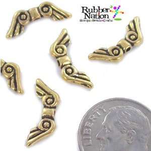 Angel Wings Antique Gold Metal Beads Charms 10pc 16mm SMALL