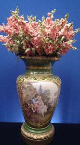 Flower Vase Sevres Hand Painted Signed   Antique  