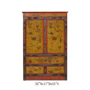  Tibetan Antique Painting Armoire Cabinet Awk2057
