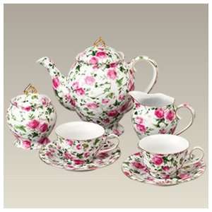  Pink Roses Chintz Pattern Tea Set