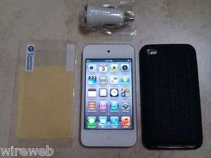 White Apple iPod Touch 8GB 4th Generation 4G + Silicone Case Car 