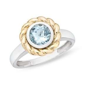  10K Two tone Gold Aquamarine Ring Jewelry