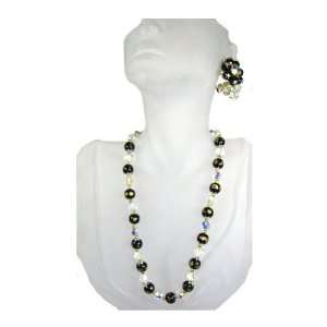   Vintage Emmons Multi strand Necklace & Earrings Set 