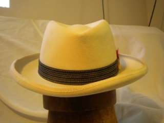 Vintage The Sovereign Stetson Homburg like Fedora Hat, Off White 