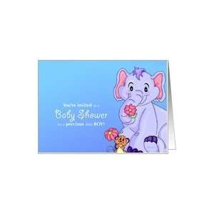 Flower Friends Baby Shower Invitation   Baby Boy Card 