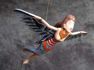 Beautiful flying goddess mobile carving baby 18K gold  