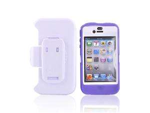    Purple White For Iphone 4 Defender Hard Case Holster