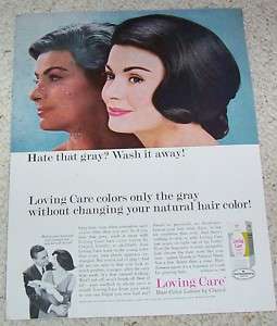 1965 Clairol Loving Care gray hair color lady PRINT AD  