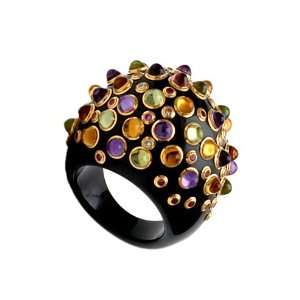    Mark Davis Hildegard Gem Set Black Bakelite Ring Jewelry