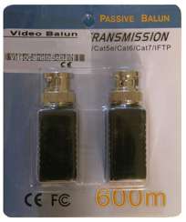 UTP Cat5 CCTV Video Balun 2 wire Transceiver Camera BNC  
