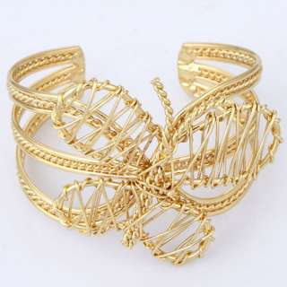 Fashion gold plated thread weaving butterfly hollow out wide open 