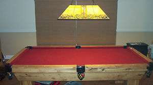 CONNELLY BILLARDS Red POOL TABLE With Leather Pockets W/Stained Glass 