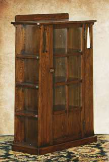 Unique Oak Mission Bookcase—1 Door, with side Shelves  