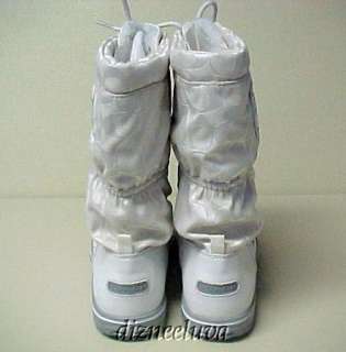 COACH WINTER WHITE SHAINE BOOT BOOTS ~ GENUINE LEATHER ~ SIGNATURE 