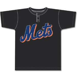  Mets Black Baseball Uniform Placket Jersey Sports 