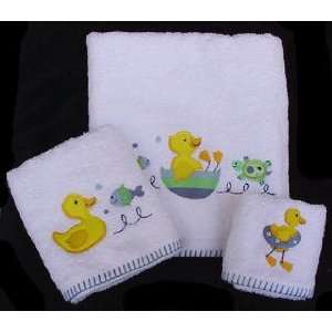  3 pc Set ~ Ducky Bath Towel, Hand Towel, & Fingertip