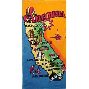  California Map Beach Towel