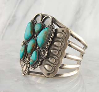 Raymond Delgarito Turquoise Butterfly Bracelet Navajo Sterling Silver 