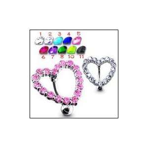  Jeweled Outline Heart Belly Ring Body Jewelry Jewelry