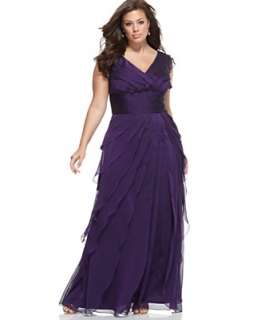 Adrianna Papell Plus Size Dress, Tiered Gown   Plus Size Dresses 