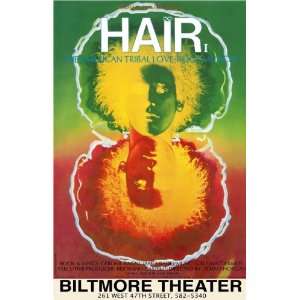 Hair Musical Biltmore Theater Lithograph 60s Art 14 x 20 unframed 