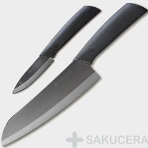  3 + 7 Inch Sakucera Black Ceramic Knife Chefs Cutlery 