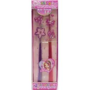  Bling Hair Extensions and Hair Tattoos for Dress up Pink 