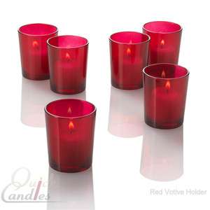 Set of 72 Red Glass Votive Candle Holders  