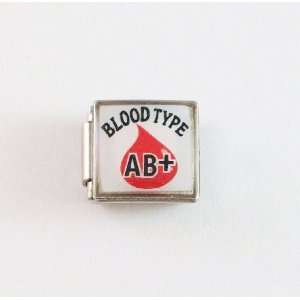 Blood Type AB + Positive Medical Italian Charm for Bracelet Square