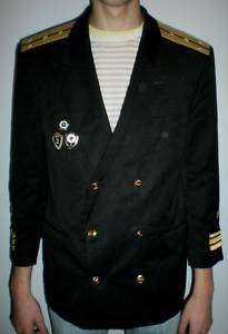 USSR Soviet Navy Captain Jacket Coat + 3 Badges Pins  