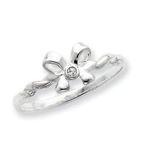  Sterling Silver CZ Bow Ring Size 7 Jewelry