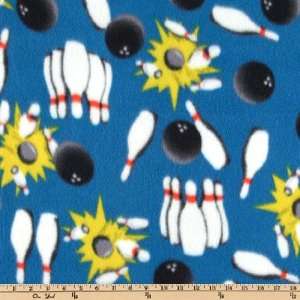  58 Wide Northern Fleece Bowling Blue Fabric By The Yard 