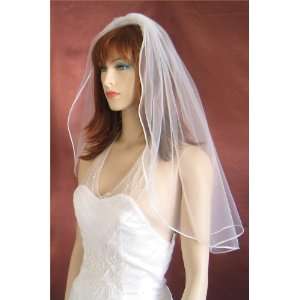  1T Ivory Elbow Pencil Edge Bridal Wedding Veil Beauty
