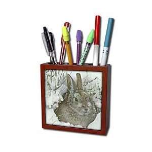   Snow Bunny   Tile Pen Holders 5 inch tile pen holder
