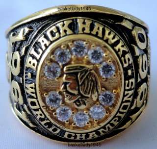 Chicago Blackhawks 1961 Stanley Cup Hockey Championship Ring Black 