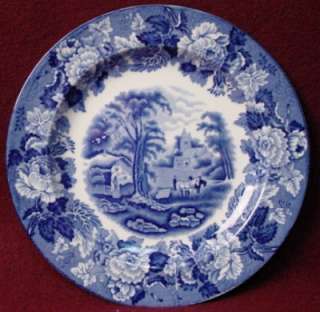 WOOD & SONS china ENGLISH SCENERY Blue DESSERT PLATE  