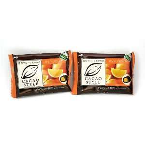 Meiji Cacao Style Orange Peel Dark Chocolate Candy   2 Packs  