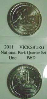   VICKSBURG NATIONAL PARK QUARTER   2 COIN SET   P&D  unc  From Mint Bag