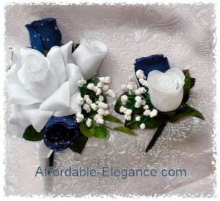 CORSAGE & BOUTONNIERE SET ~ CUSTOM COLORS Wedding Silk Flowers Prom 