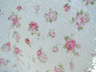 Elizabeth Quilt Pink Chic Roses on White So Shabby Cottage Throw 
