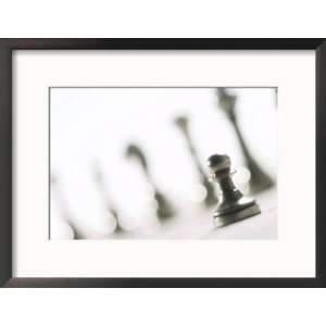  Silver Pawn on Chess Board with Blurred Chess Pieces 