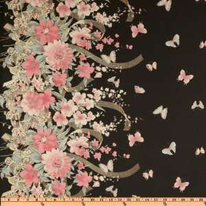  56 Wide Chiffon Floral Pink/Black Fabric By The Yard 