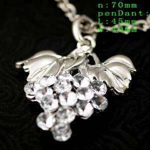   70cm Fresh Diamante Crystal Grape Design Bead Pendant Necklace Jewelry