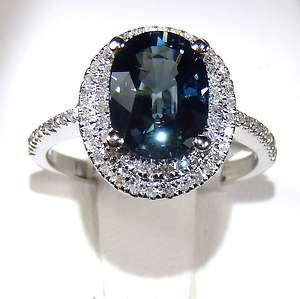   Certified 18kt W/Gold 2.32 tcw Blue Oval Cut Sapphire & Diamond Ring