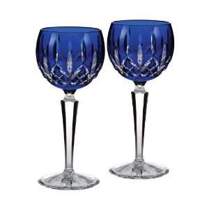  Waterford Crystal Lismore Cobalt Blue Hock Wine Glasses 