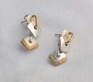 Lorenzo 925 SS 18k Gold Diamond Dangle Drop Earrings  
