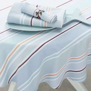  Coral Beach Round Stripes Tablecloth (72 Dia)