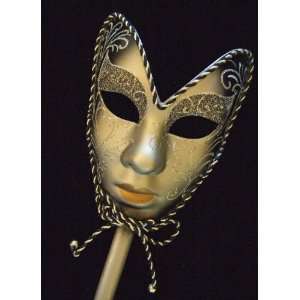 Venetian Mask Full Face Mardi Gras Black & Silver Halloween Masquerade 