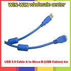   4m USB 3.0 male A to Micro B Cable adapter with double ferrites blue